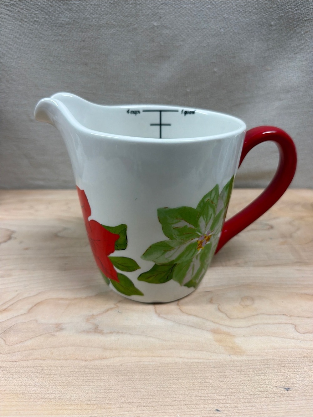 The Pioneer Woman Poinsettia Ceramic Measuring Pitcher - Red and Green